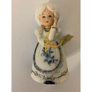 Vtg Royal Majestic Porcelain Bisque Painted Bell‎ Gold Foil Tag Jasco 1980